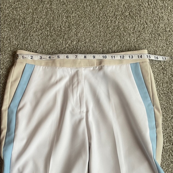 NWT G/FORE Women’s Side Stripe Stretch gold pant in white, blue and tan. Size 6 - Picture 5 of 7